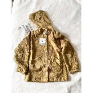 NWT Kate Quinn zipper bomber hoodie jacket yellow cashew cotton sherpa 6T 6Y